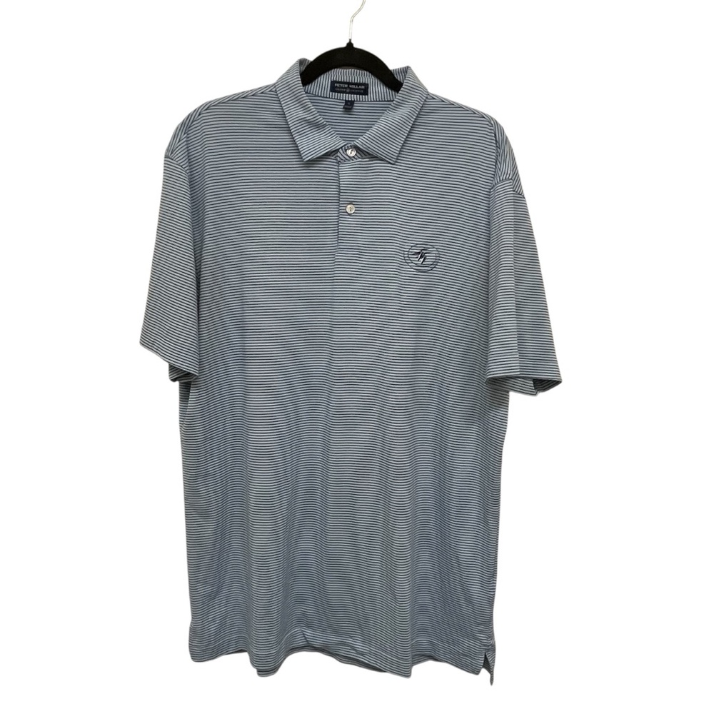 Peter Millar Blue Striped Golf Polo Bird Logo Shirt Men’s Large